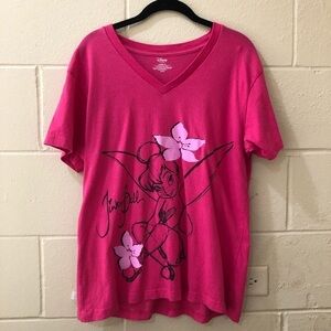 Disney Pink & Black Tinker Bell Short Sleeve T-Shirt Size XL